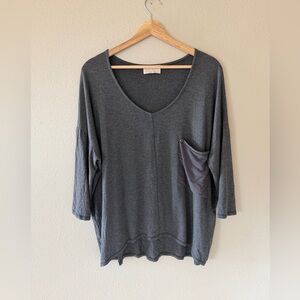 Kerisma Raven Top Silk Blend Lightweight Slouchy Top Tee Charcoal M/L